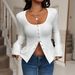 Diyun European And American Y2K Hot Girl Solid Color Long Sleeve Cardigan Sweater Women's Clothing 2025_ecoleips.com