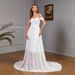 Women's Clothing Double Shoulder Lace Chiffon Splicing Wedding Dress_ecoleips.com