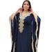 Modest Abaya Dress With Fringe –Boho Maxi Dress For Women, Elegant Long Sleeve Flowy Gown (Blue/White/Green) _ecoleips.com