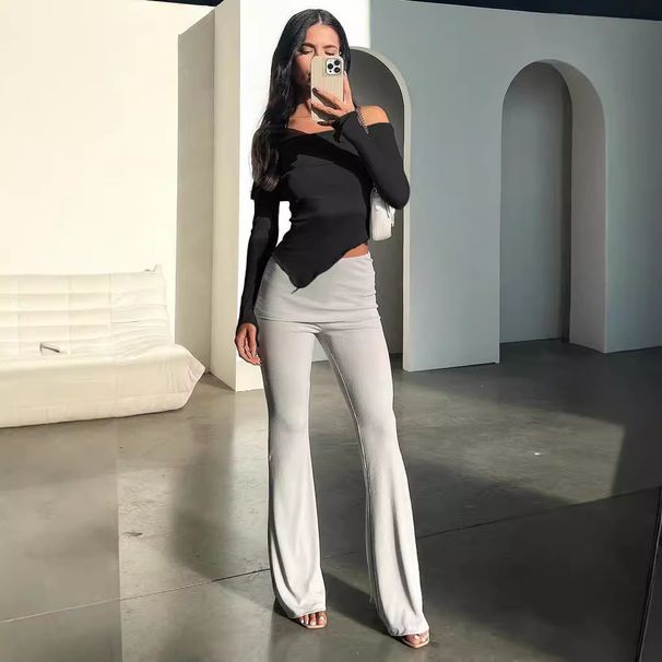 Women's Clothing Off Shoulder Long Sleeved Tops 2024 Spring Hot Selling Women's T Shirts Bottoming Tops_ecoleips.com