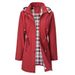 Water-Resistant Hooded Trench Coat – Lightweight Longline Jacket With Plaid Lining (S-XXL, White/Red/Black/Purple)_ecoleips.com
