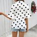 Women's Polka Dot Short Sleeve Shirt Lapel Ruffled Loose Casual Top European American Style New 2026_ecoleips.com