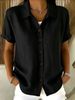 Summer Solid Color Women's Short Sleeve Button Up Top New Arrival Style_ecoleips.com