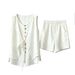 Women's Summer Fashionable Casual Suit Old Money Style High End Chic Loose Sleeveless Vest And Shorts Two Piece Set_ecoleips.com