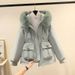 Women's Clothing Horn button parka women's autumn and winter new slim down cotton jacket fashionable plus velvet thick fur coat_ecoleips.com