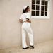 Women's Clothing Pit Strip Fashion Contrast Color Simple Style Casual Top Wide Leg Pants Suit_ecoleips.com