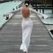 Talenza Summer Backless Long Dress White Sexy High Waisted See Through Slim Dress Fashion New Women's Beach Cover Vacation Dress_ecoleips.com