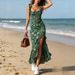 Women's Bohemian Style Printed Long Dress High Slit Slim Fit Casual Elegant Fashion Summer Thin Lanon_ecoleips.com