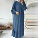 Aria Basics Aria Basics European American Muslim Women's Long Robe, Spring And Autumn Fashion Long-sleeved Vintage Dress, Solid Color Ruffle Hem_ecoleips.com