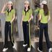 Women's Stylish Lapel Short Sleeve Sports Suit Chic And Youthful Professional Two Piece Set Summer 2026 New Style_ecoleips.com