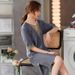 2026 Female Sexy Seduction V-neck Silk Pajamas Slit Thin Ice Silk Long Nightgown Loungewear_ecoleips.com