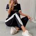 Women's Summer Urban Trendy Short Sleeve T-Shirt And Sweatpants Set Crew Neck Letter Print Comfortable Fit Fashion Outfit_ecoleips.com