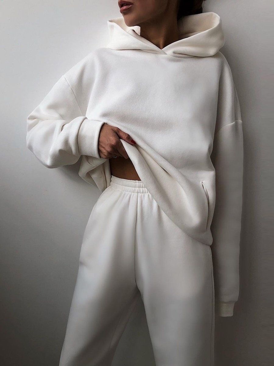 Cozy Fleece-Lined Women's Tracksuit Set - Winter Warm Hoodie & Jogger Pants, Oversized Fit (S-3XL, Grey/Khaki/Black/More)_ecoleips.com