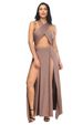 Women's Clothing Solid Color Slit Ruffle Dress Sexy Evening Dress_ecoleips.com