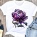 European And American Cross-border Foreign Trade Wholesale Women's Floral Round-neck Plus-size Short-sleeve T-shirt Tops_ecoleips.com