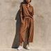 Women's Summer Casual Lapel Short Sleeved Drawstring Capri Pants Set European American Style Solid Color Two Piece Sports Outfit_ecoleips.com