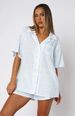 Women's Clothing New Love Striped Short Sleeved Shirt Shorts 2 Piece Suit Pajamas Home Clothes_ecoleips.com