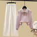 Bow-Embroidered Sweatshirt & Flowy Wide-Leg Pants Set – Korean Casual Outfit (S-3XL, Black/Beige/Blue/Pink)_ecoleips.com