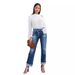 Factory direct sales 23 years of foreign trade, European and American cross border new style urban casual washed women's straight denim pants 3203_ecoleips.com