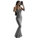 Women's Clothing Slim Fit Solid Color Women's Dress European American Style Halter Top Long Fishtail Skirt Peach Shaped Hips_ecoleips.com