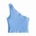 One Shoulder Cropped Tanks Top Women Summer Sleeveless Tanks Camis Sexy Oblique Collar Elastic Corset Slim Crop Tops Tube Lady_ecoleips.com