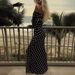 European Summer Sexy Off-Shoulder Bodycon Dress with Sheer Panels Mesh Dot Dress Black Sizes S to XXL Women's Clothing_ecoleips.com