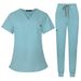 Nurse Uniforms For Men And Women Solid Color Doctor Nurse Work Clothes Suits Short Sleeves And Long Pants Scrubs_ecoleips.com