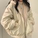 Korean-Style Reversible Sherpa Fleece Jacket, Thickened Winter Coat For Women, Zip-Up Hooded Outerwear In Black, Beige, Blue & Army Green_ecoleips.com