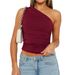 Women's Clothing Summer New Ladies Fashion One Shoulder Small Vest Sexy Hot Girl Top_ecoleips.com
