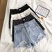 Women's Clothing Ripped Denim Shorts Summer New High Waist Loose Slim Wide Leg Versatile Raw Edge Hot Pants_ecoleips.com