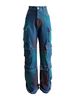 Women's Clothing Style Women's Trendy Denim Overalls Elastic Fabric Wide Version Spray Color With Multi Pockets Straight Fit_ecoleips.com