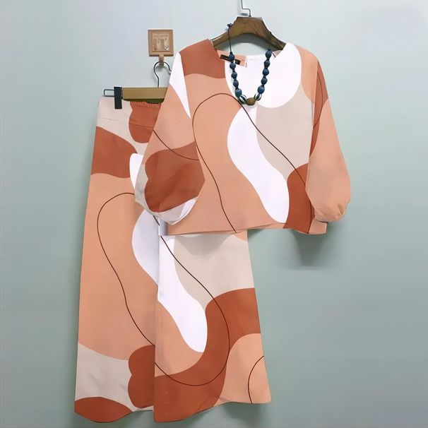 Women's Clothing Casual Matching Suits Bohemian Tops Wide Leg Pants 2 Piece Set_ecoleips.com