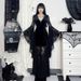 Women's Dark Style Elegant Dress Batwing Sleeve Lace Patchwork Velvet New Arrival Halloween Autumn_ecoleips.com