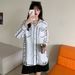 Oversized Artistic Print Shirt – Long Sleeve Loose Fit Blouse With Unique Japanese-Inspired Design, Comfortable Polyester Top For Casual & Streetwear_ecoleips.com