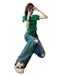 Green Short-sleeved Top, 2026 Trendy Personality Ripped Jeans, Fashionable European-style New Women's Two-piece Set_ecoleips.com