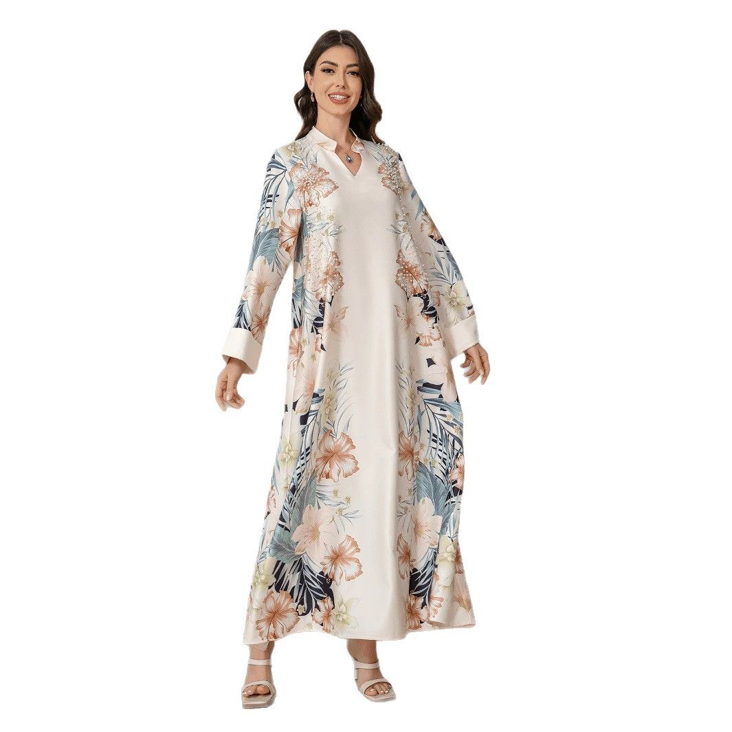 Women's Printed Robe SW0910 Style Jalabiya Dress_ecoleips.com