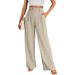Women's High Waist Wide Leg Dress Pants - Business Casual Trousers With Pockets, Polyester Straight Leg Pant For Work Office_ecoleips.com