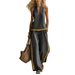 Women's Summer Casual Fashion Sleeveless Color Block Wide Leg Pants Set New European And American Style Trendy Two Piece Cross Border_ecoleips.com