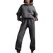 2026 New Cross-Border European And American Women's Casual Sports Style Solid Color Thickened Hooded Sweatshirt Fashion_ecoleips.com