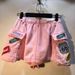 European Station 2025 Summer New Embroidered Letter Logo Patch High-Waisted Slimming Cargo Pocket Denim Shorts For Women_ecoleips.com