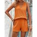 Women's Clothing Loose Sleeveless Mint Green Two Piece Suit Summer V Neck Casual Solid Color Button Decoration Hot Girl Vest Suit_ecoleips.com