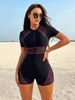 Women's Long Sleeve One Piece Swimsuit 2025 Cross Border Sports Wetsuit Surfing Suit Sunscreen Swimwear_ecoleips.com