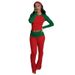 Women's Clothing Women's Fashion Long Sleeved Round Neck T-Shirt And Headscarf Set Patchwork Color Blocking Slim Fit Trousers Style Autumn Winter_ecoleips.com