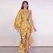 High-End Foreign Trade Women's Fashion European And American Style Sexy Slim Fit Bodycon Asymmetrical Shoulder Floral_ecoleips.com