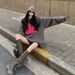 High-End Gray Sweatshirt Jacket For Women, Autumn And Winter New Design, Niche Loose Fit, Lazy Style, Disappearing_ecoleips.com