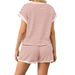 Casual Summer Striped T-Shirt & Shorts Set For Women - Breathable Polyester & Spandex Blend, Comfortable & Stylish Outfit_ecoleips.com