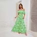 Cross-border European And American Foreign Trade Independent Site Summer Hot-selling Off-shoulder Printed Ruffle_ecoleips.com