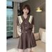 European Women's Fashion Two-Piece Set 2025 Summer New Navy Collar Cardigan Loose Slimming Skirt Pants_ecoleips.com