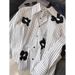 Bohemian Floral Print Loose Fit Long Sleeve Blouse For Women – Stylish & Versatile Casual Top With Stripe Accents_ecoleips.com
