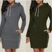 Women's Clothing New Hooded Zipper Pullover Mid Length Sweatshirt Dress, 5 Colors, 6 Sizes Available_ecoleips.com
